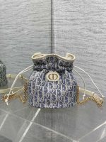 Miss Caro Raffia Series Bucket Bag with Drawstring and Chain