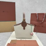 Loro Piana Bobbin Canvas Shopping Bag 20x13x35cm