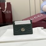 Gucci GG Marmont Green Quilted V Leather Card Holder