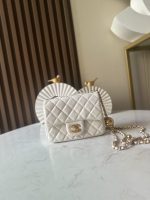 Metal CF Square Flap Bag with Gold Ball 18cm