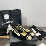 Chanel 2024 Early Spring Slingback Square Toe Block Heel Backless Sandals