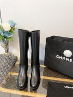 Chanel Chain Back Knee High Boots