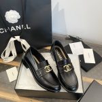 Chanel 2024 Gold Embossed Camellia Double C Loafers