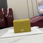 Gucci GG Marmont Mustard Yellow Quilted Leather Card Case