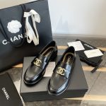 Chanel 2024 Gold Embossed Camellia Double C Loafers - Image 2