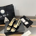 Chanel 2024 Early Spring Slingback Square Toe Block Heel Backless Sandals - Image 3