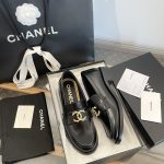 Chanel 2024 Gold Embossed Camellia Double C Loafers - Image 3