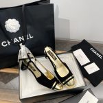 Chanel 2024 Early Spring Slingback Square Toe Block Heel Backless Sandals - Image 4