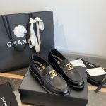 Chanel 2024 Gold Embossed Camellia Double C Loafers - Image 4