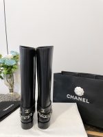 Chanel Chain Back Knee High Boots - Image 8