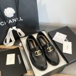 Chanel 2024 Gold Embossed Camellia Double C Loafers - Image 8