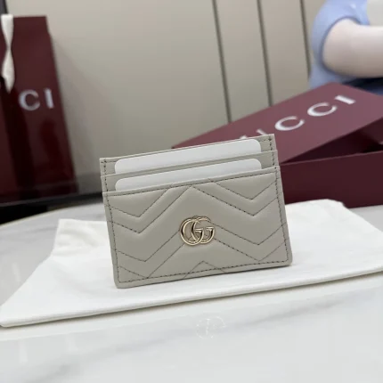 UbestLuxury Gucci GG Marmont Card Case Light Gray main product photo SKU GU25183