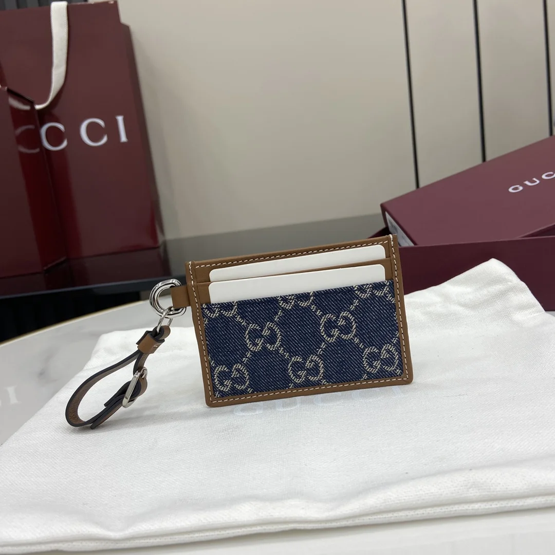 1-1516 UbestLuxury Gucci GG Emblem Blue Denim Card Case main product photo SKU GU25466