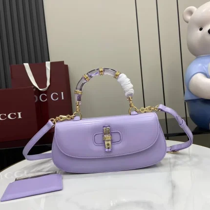 UbestLuxury Gucci Gucci Bamboo Diva Small Top Handle Bag Light Purple Leather main product photo SKU GU25489