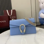 UbestLuxury Gucci 浅蓝色皮革双虎头锁扣翻盖包 28cm main product photo SKU GU25634