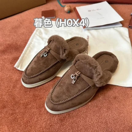 UbestLuxury Loro Piana Loro Piana White-Base Shoes Charms Walk Babouche Women’s Moccasin main product photo SKU PP-0288