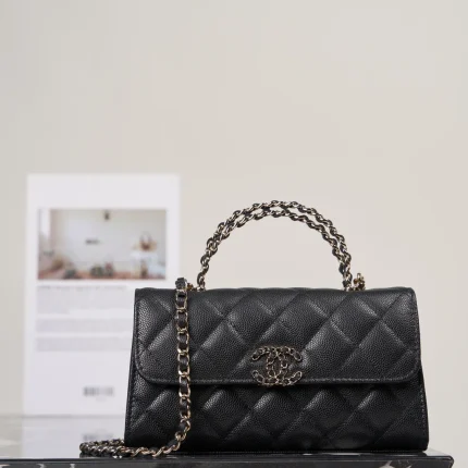 UbestLuxury Chanel Chanel 25s Kelly Chain Flap Phone Bag 18cm Black Gold main product photo SKU CH30773
