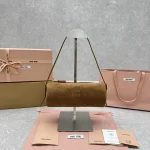 MiuM* Mini Round Barrel Bag - Frosted/Brown