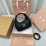 MiuMiu Wander Hobo Small Lambskin Leather Bag
