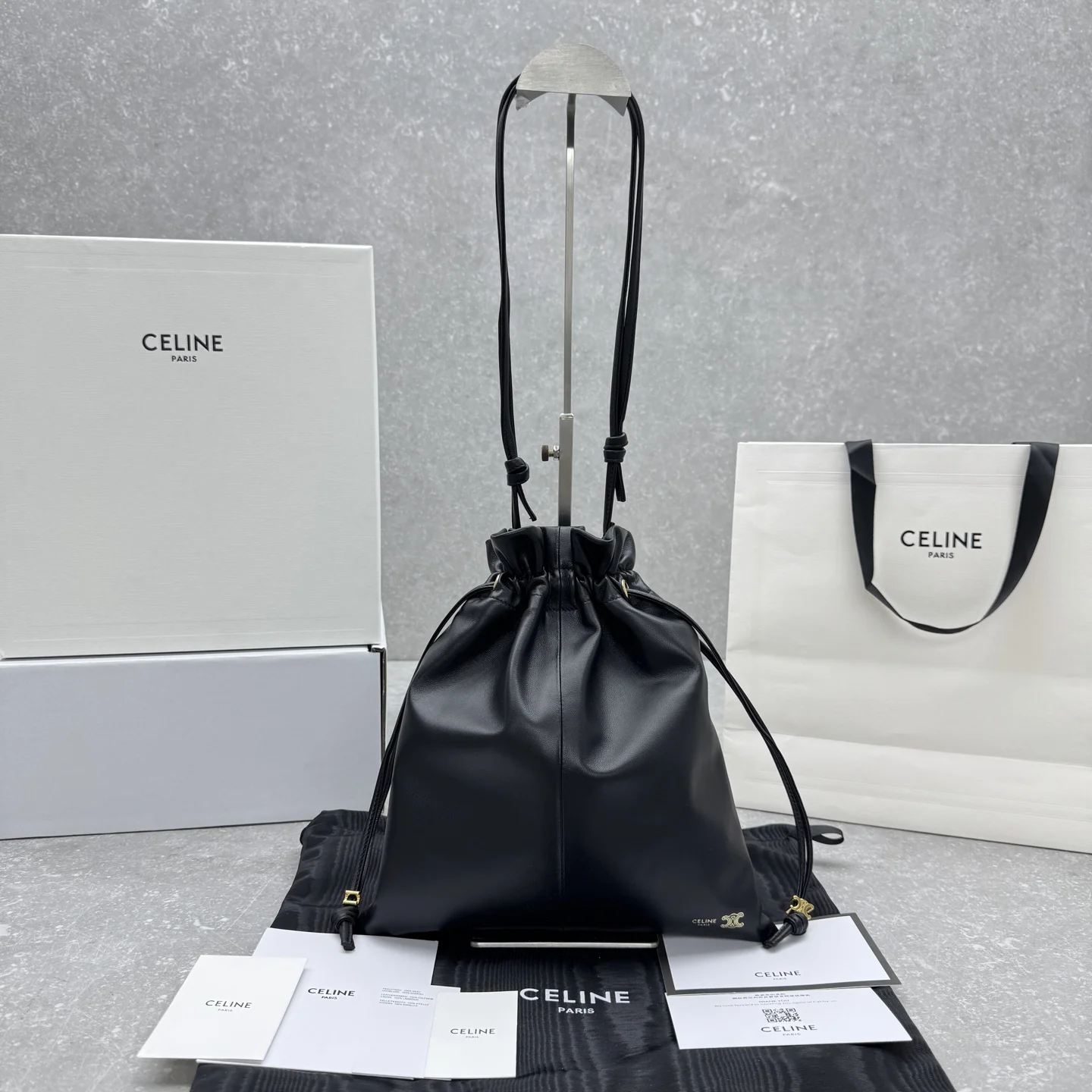 1-3503 CELINE CRYSTAL Drawstring Cloud Bag - Image 1