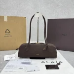 Alaia Le Teckel Suede Brown Sausage Bag Large