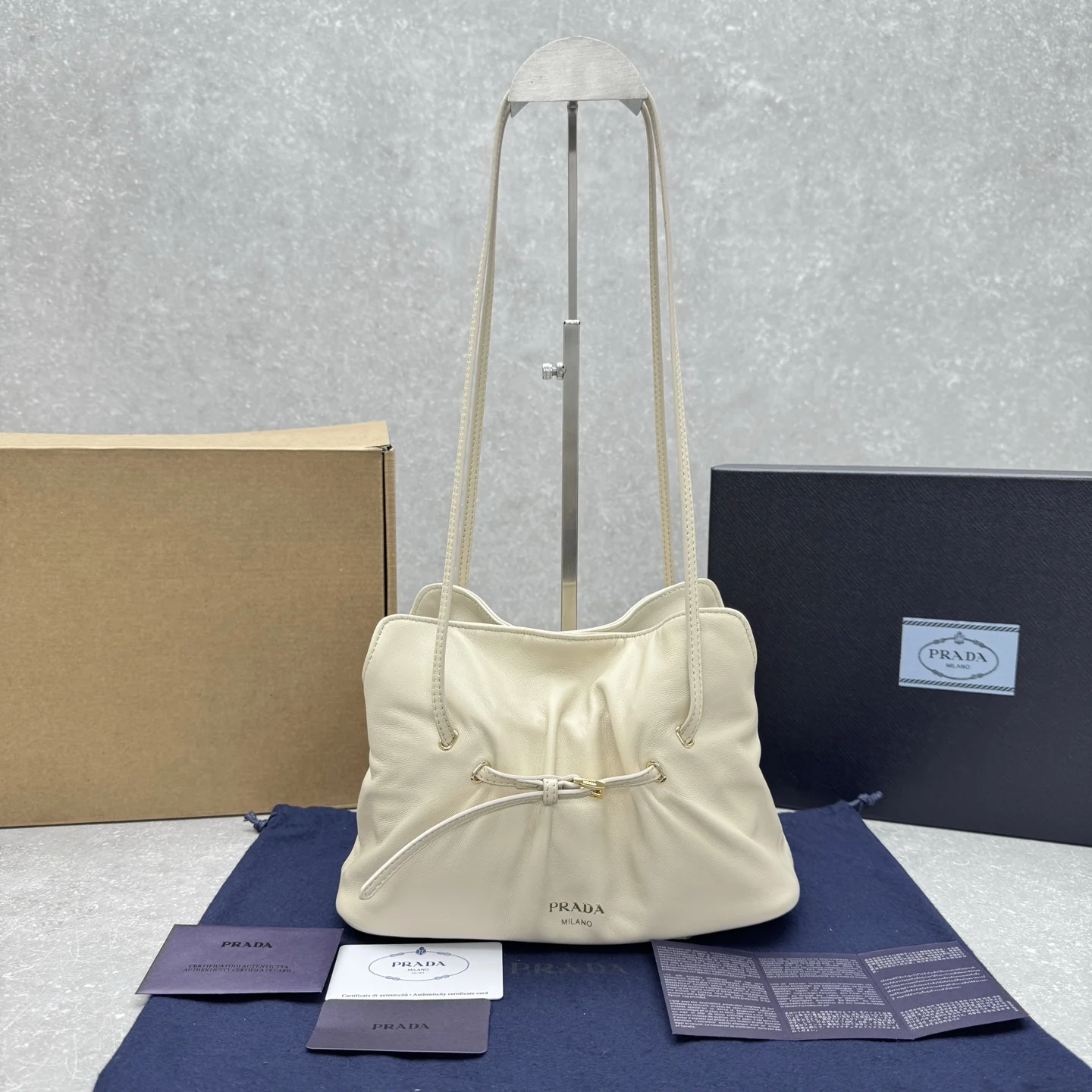 1-3640 Prada Dada Cloud Handbag in Cream White - Image 1