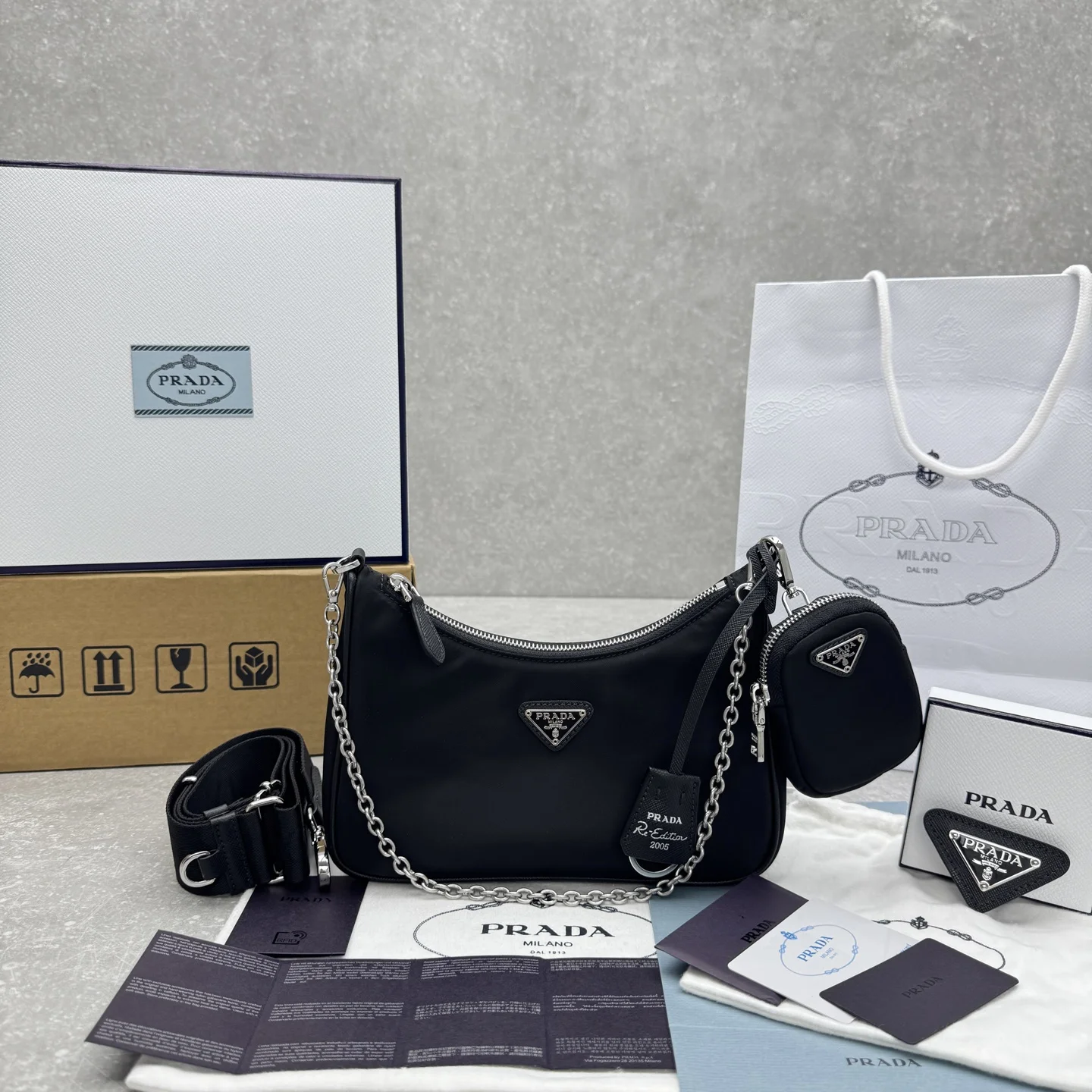 1-3646 Prada Hobo Shoulder Bag - Image 1