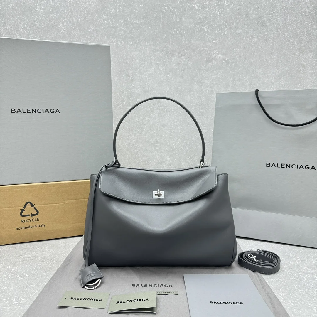 1-3713 Balenciaga Rodeo 24SS Handbag Medium Gray Silver - Image 1