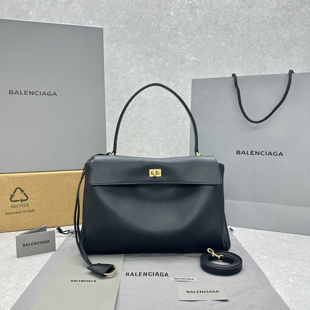 1-3715 Balenciaga Rodeo 24SS Handbag - Medium Black/Gold - Image 1