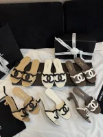 Chanel 2026SS Double C Logo Flat Sandals / Kitten Heel Sandals