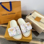 2025 Murakami x LV White Tri-Color Thick Sole Bread Slippers