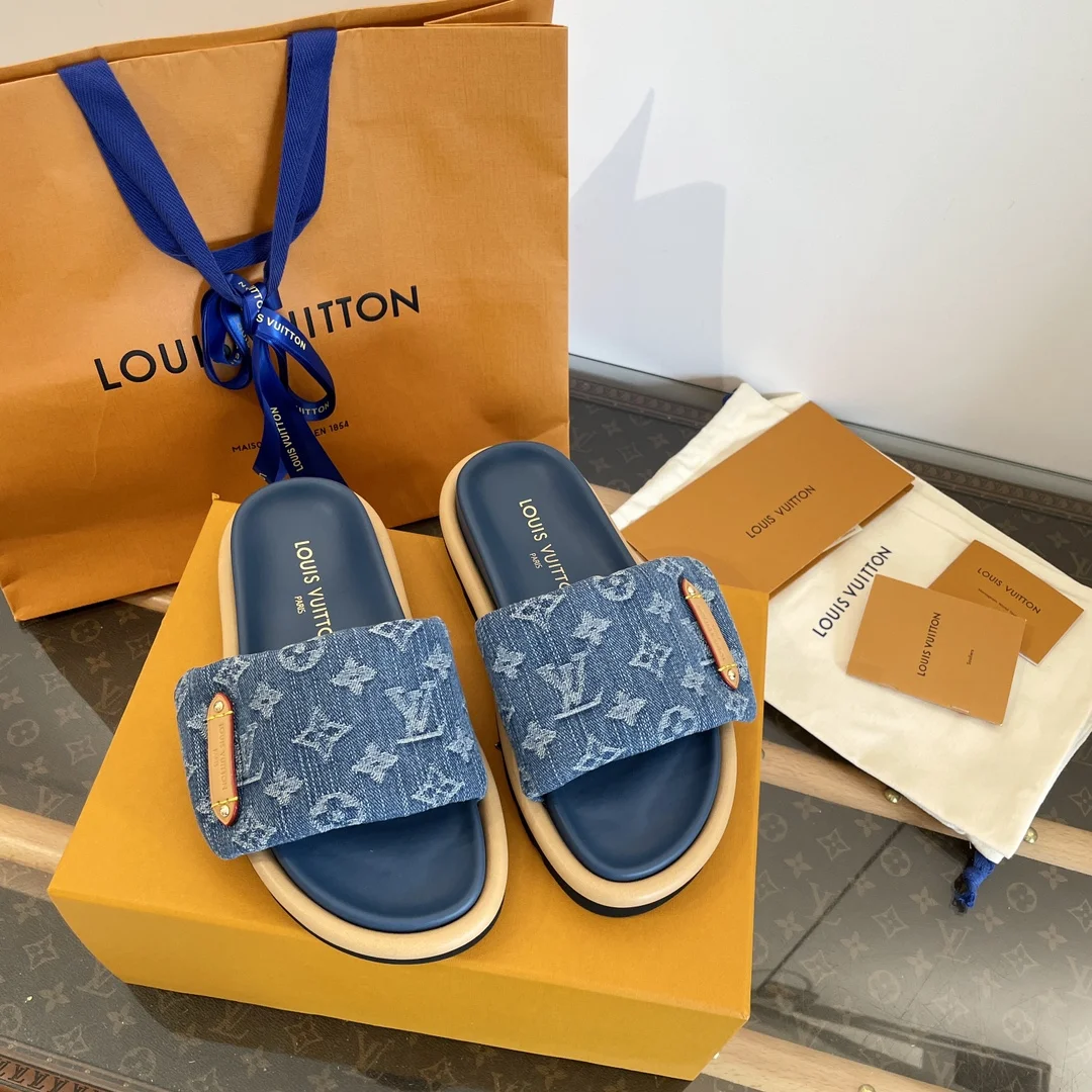 1-4048 Denim Velcro Thick Sole Sandals - Image 1
