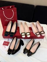 Roger Vivier Belle Vivier Tortoiseshell Buckle Square Toe 4.5cm Heels