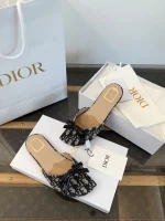 Dior Bow Butterfly Embroidery Sandals