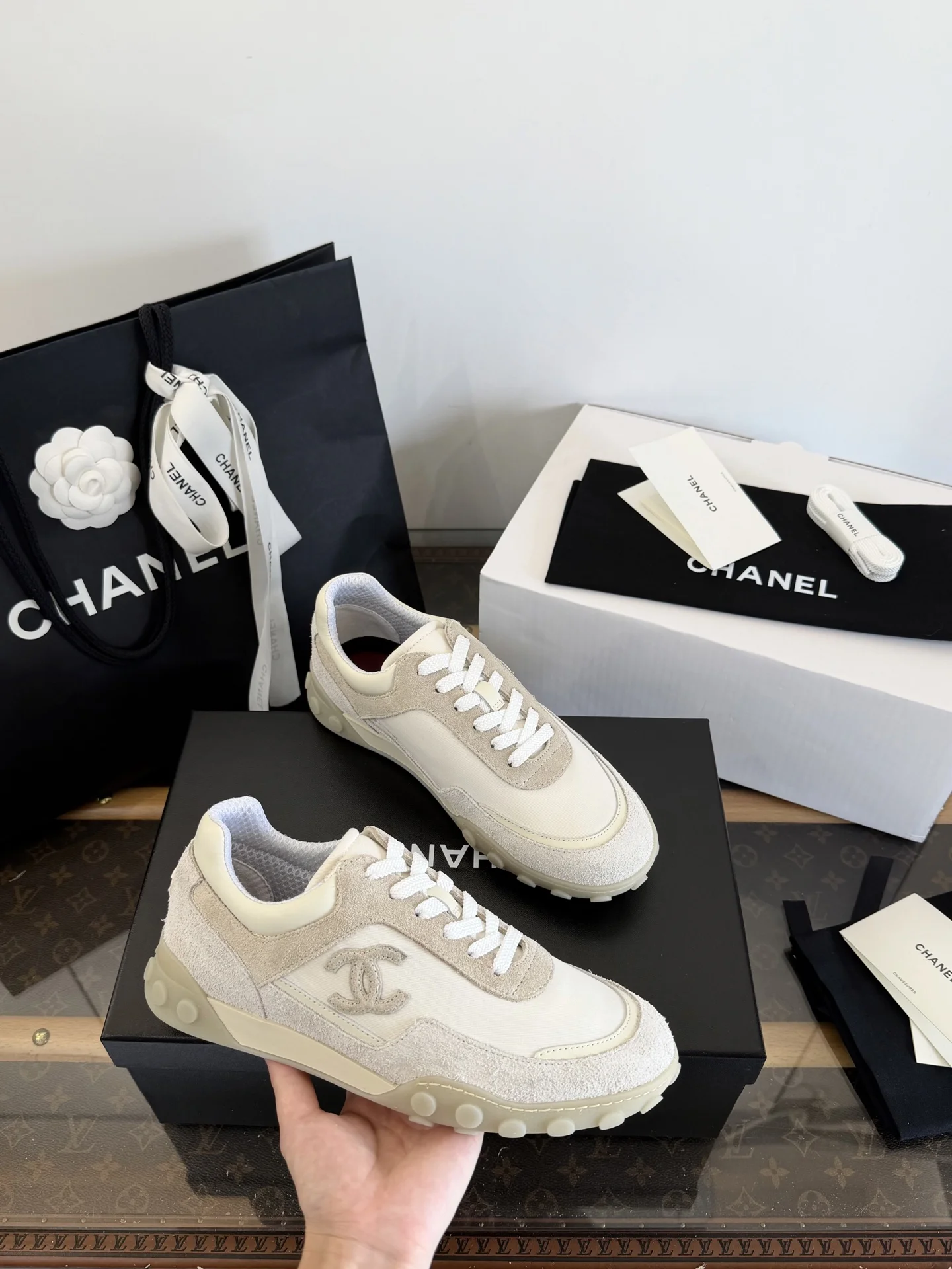 1-4155 Chanel 2026 Suede Casual Thick Sole Sneakers - Image 1