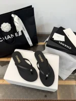 Chanel 2026 Lambskin Double C Rhinestone Thong Sandals