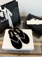 Chanel Pearl Toe Thong Sandals
