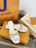LV x Murakami 2025 White Multicolor Butterfly Bow Flat Sandals