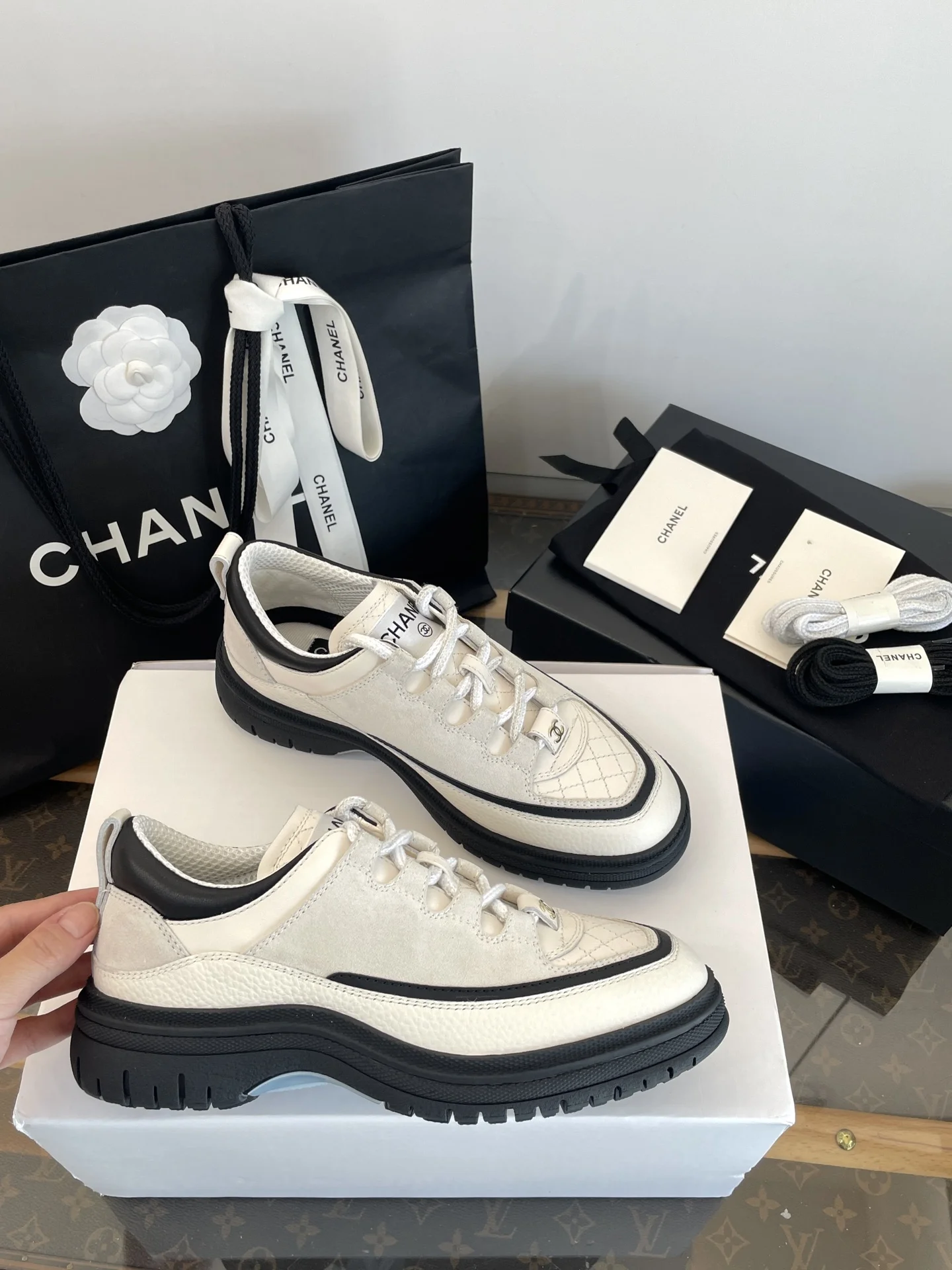 1-4395 Chanel 2025 Latest Quilted Thick Sole Sneakers - Image 1