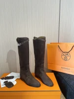 HERMES Style 2025 Jum Ping Soft Long Boots Suede