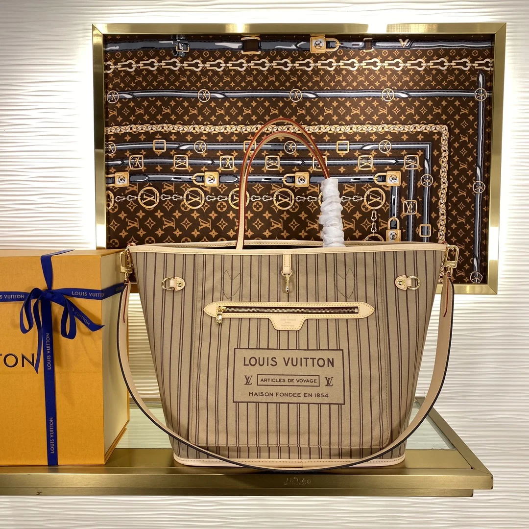 1-4510 Louis Vuitton NEVERFULL BANDOULIERE INSIDE OUT Medium Handbag Shoulder Bag 31cm - Image 1