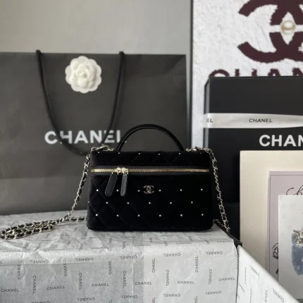 UbestLuxury Chanel Chanel 25K Black Velvet Diamond Box Handbag 19cm main product photo SKU CH30937
