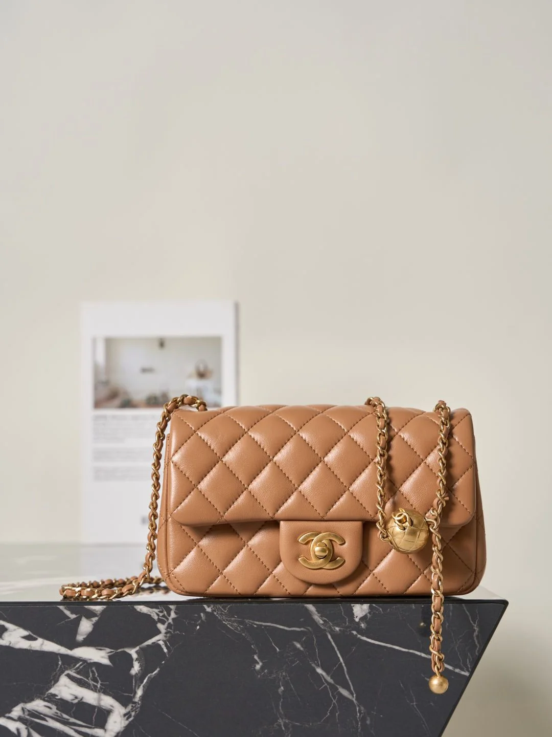 1-670 UbestLuxury Chanel Chane1 Gold Ball Flap Bag Mini 20cm main product photo SKU CH30997