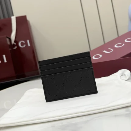 UbestLuxury Gucci Gucci Card Case with Perforated GG Leather main product photo SKU GU25112