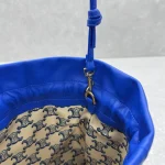 CELINE CRYSTAL Drawstring Cloud Bag in Blue Lambskin Leather - Image 10