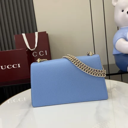 UbestLuxury Gucci 浅蓝色皮革双虎头锁扣翻盖包 28cm product photo detail 1 SKU GU25634