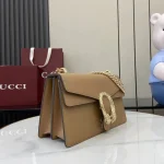 UbestLuxury Gucci 土黄色皮革双虎头锁扣翻盖包 28cm product photo detail 1 SKU GU25636