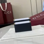 UbestLuxury Gucci Gucci Card Case Deep Blue/Oatmeal Calfskin Leather 2025 Pre-Spring product photo detail 1 SKU GU25714