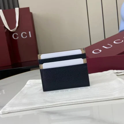 UbestLuxury Gucci Gucci Card Case Deep Blue/Oatmeal Calfskin Leather 2025 Pre-Spring product photo detail 1 SKU GU25714