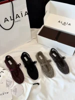 Alaia 2026 Crystal Rhinestone Fishnet Ballet Flats / Mary Jane Shoes - Image 2